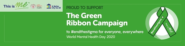 A Green Ribbon with the words 'proud to support the Green Ribbon campaign' alongside